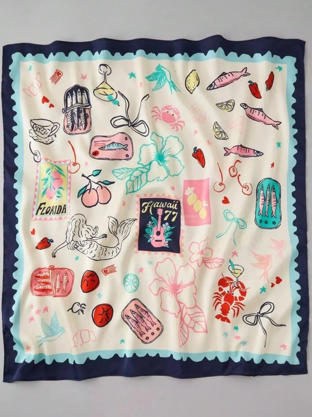 New! Coastal Preppy Colorful 17” Hair Neck Bag Scarf NWOT